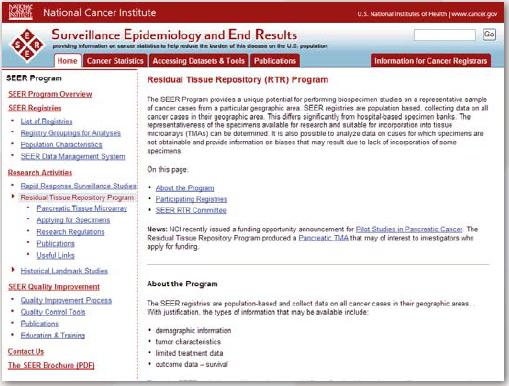 SEER New Residual Tissue Repository Site