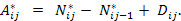 equation representing Aij* = Nij* � Nij-1* + Dij