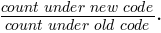 count under new code divided by count under old code